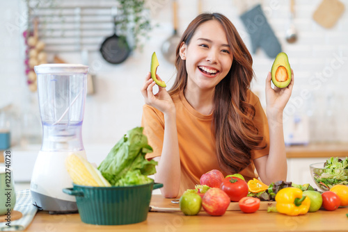 portrait smiling young woman having fun with food vegetables in the kitchen,healthy food,vitamin,health care,beauty,health