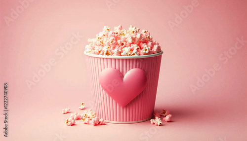 popcorn in valentine days with pink background