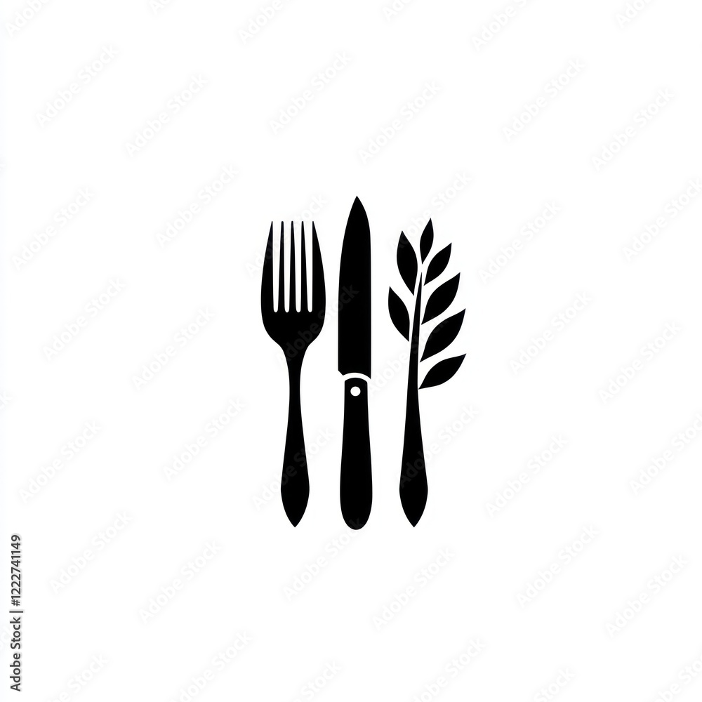 Simple illustration of cutlery and wheat for food concept Simple illustration of cutlery and wheat for food concept