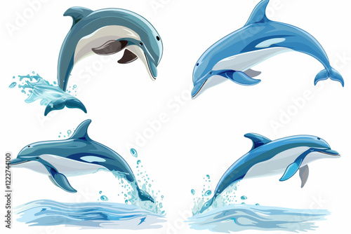 dolphin illustration set 