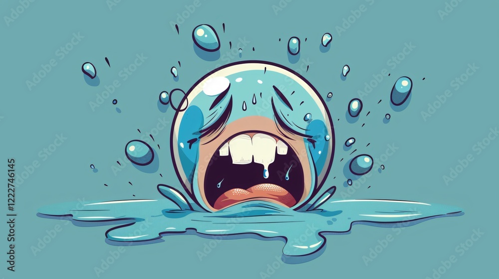 Cry Splash Sad Expression Vector Illustration Icon Usage in Designing Projects