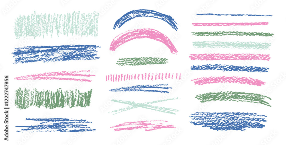 Crayon underline set. Pencil scribble lines pack. Vector hand drawn brush stroke collection illustration isolated on white background. Kids highlights handwritten shape elements. Chalk emphasis figure Crayon underline set. Pencil scribble lines pack. Vector hand drawn brush stroke collection illustration isolated on white background. Kids highlights handwritten shape elements. Chalk emphasis figure