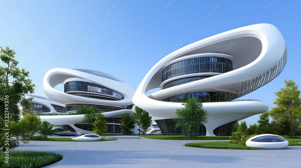 Obraz premium Futuristic Oval Buildings