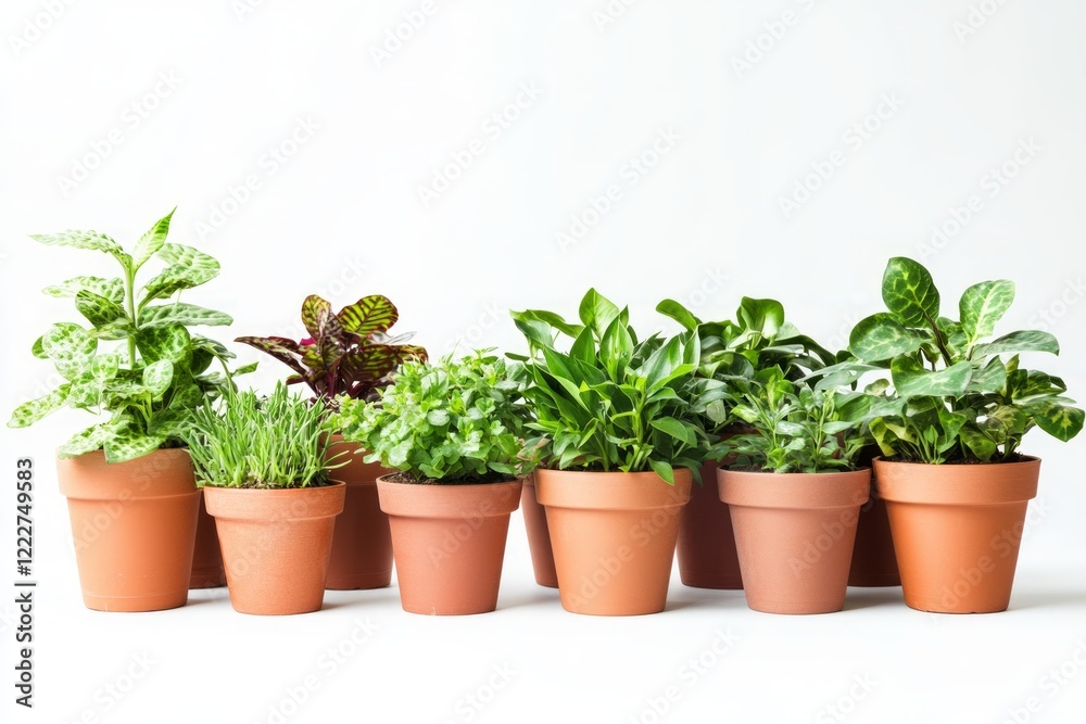 A Bountiful Collection of Potted Plants in Terracotta Pots A Bountiful Collection of Potted Plants in Terracotta Pots