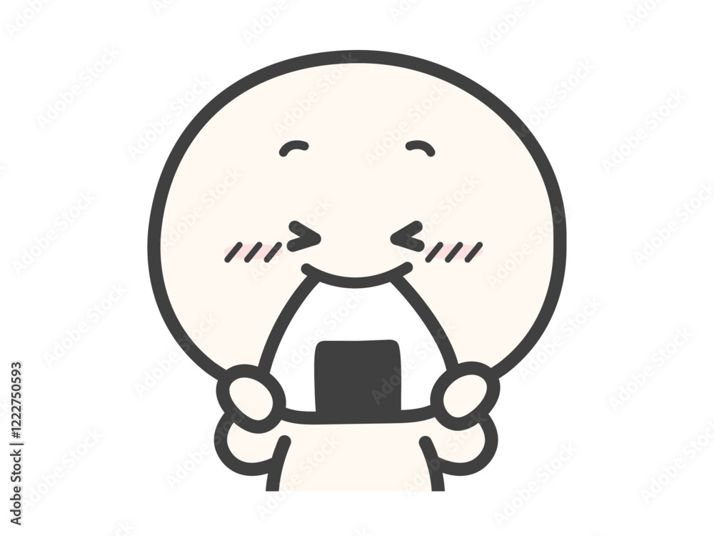おにぎりとシンプルでかわいい人物のベクターイラスト01
