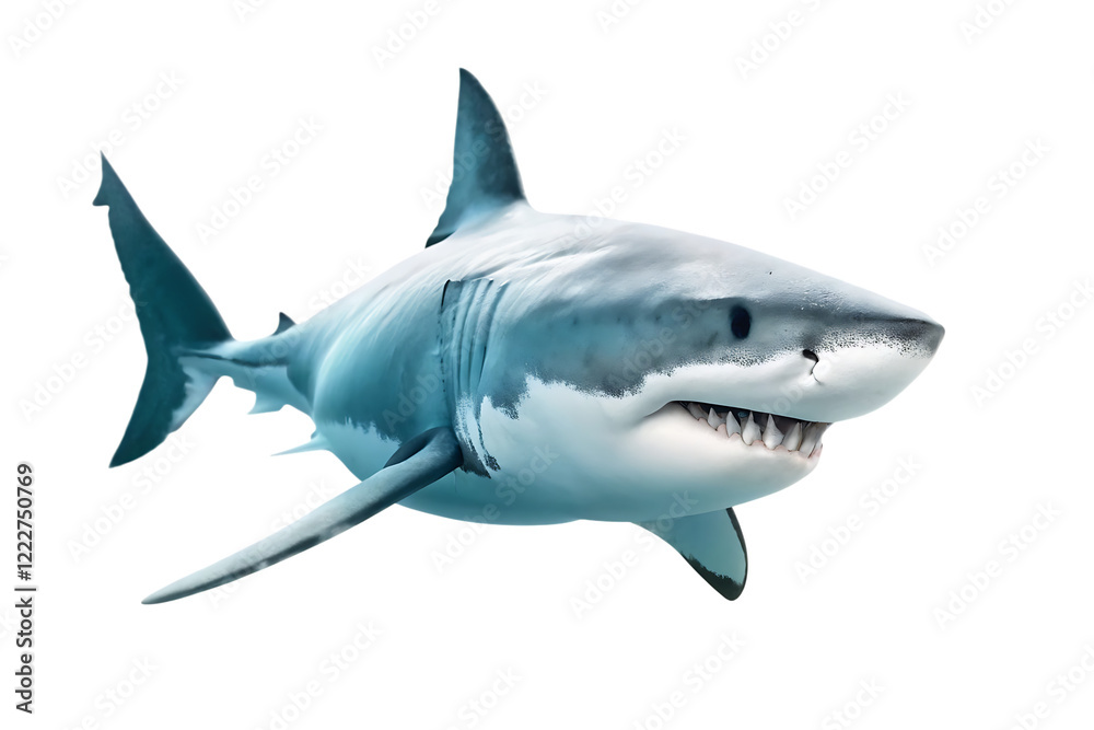 Naklejka premium Great White Shark isolated on white background as transparent. PNG.AI GENERATED