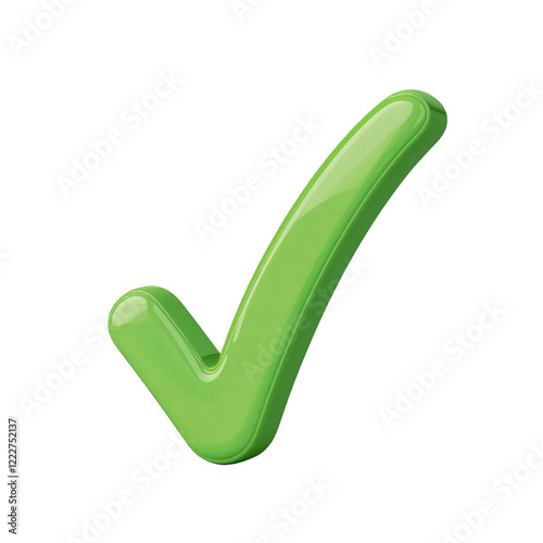 3D Green Correct or Right Sign Symbolizing Accuracy, Confirmation, Positive Approval Icon, Bright Green Success Mark, Abstract 3D Symbol for Confirmation and Modern Design in a Professional Style PNG