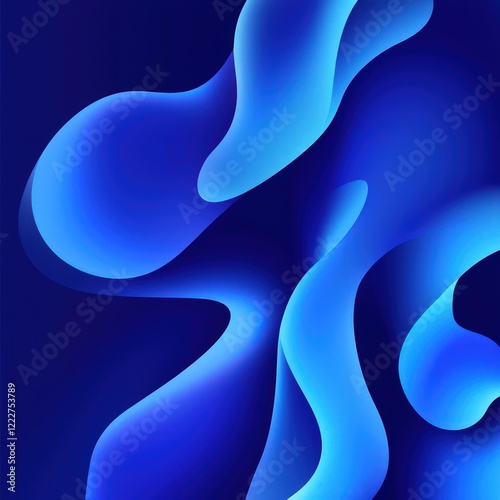 Vibrant blue abstract art evoking fluidity and tranquility in contemporary design
