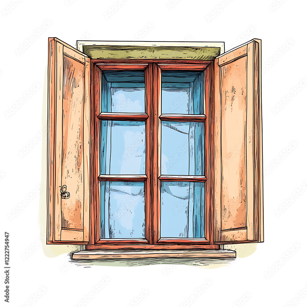 Obraz premium Hand-drawn window icon illustration