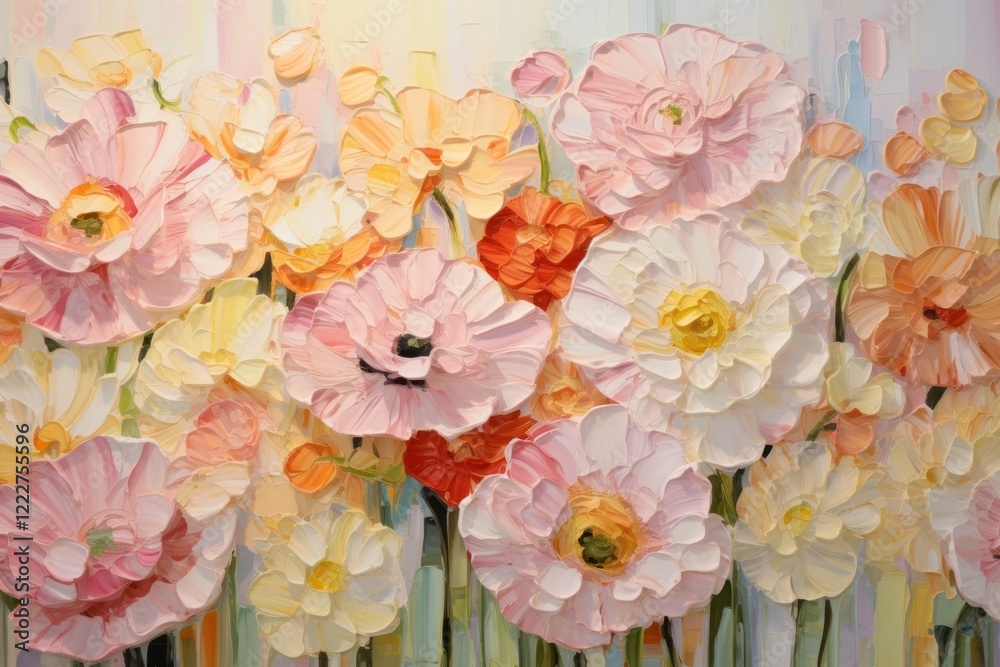 Obraz premium Colorful flowers painting yellow petal.