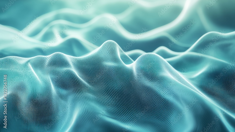 Obraz premium Blue-green blur gradient with a grainy noise texture, abstract turquoise mesh and dynamic flow patterns for a contemporary backdrop 