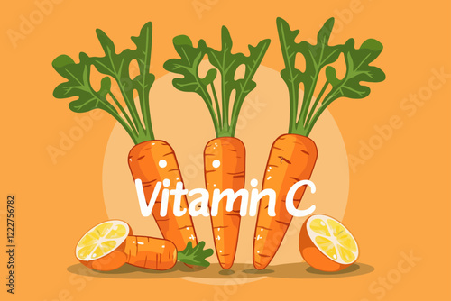 Freshly harvested bright orange carrots with vibrant green tops arranged in a neat row, rich soil texture visible beneath them