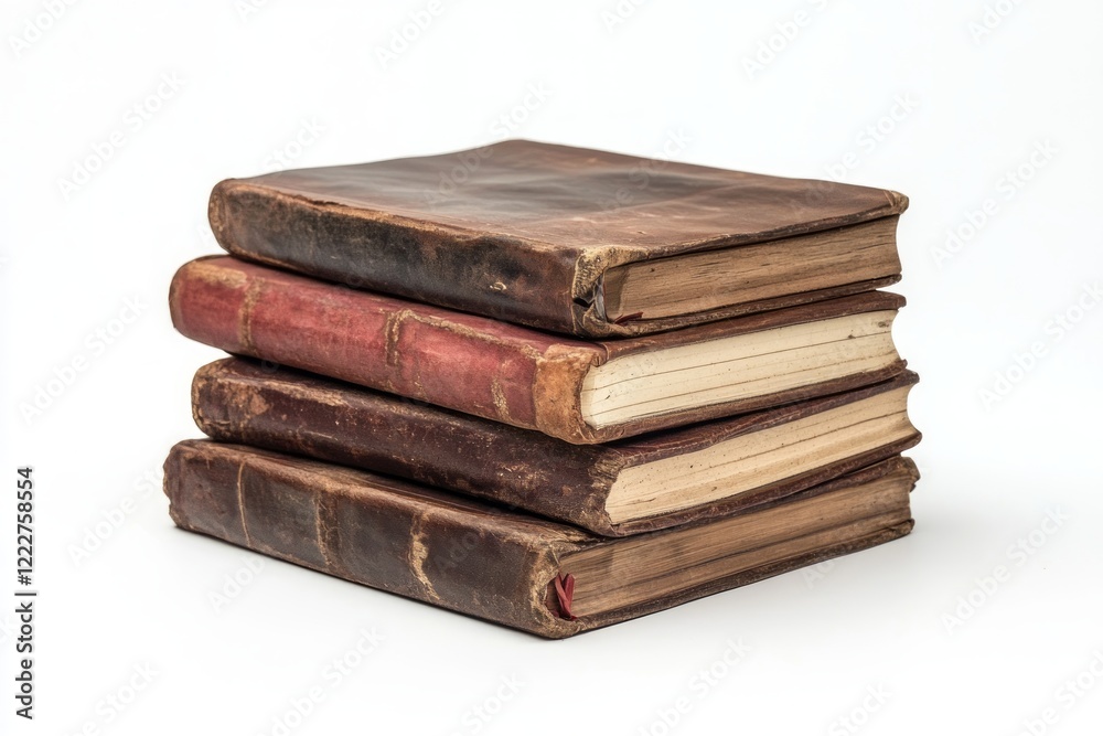 A Stack of Antique Leather-Bound Books: A Timeless Treasure of Knowledge and History A Stack of Antique Leather-Bound Books: A Timeless Treasure of Knowledge and History