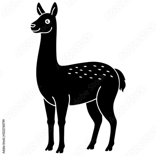 Cute Silhouette of a Llama line art vector cartoon illustration
