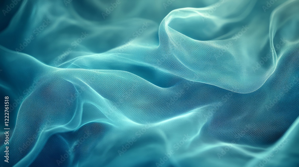 Obraz premium Soft blue-green blur gradient with grainy noise texture, dynamic turquoise mesh flowing in an abstract and energetic manner 