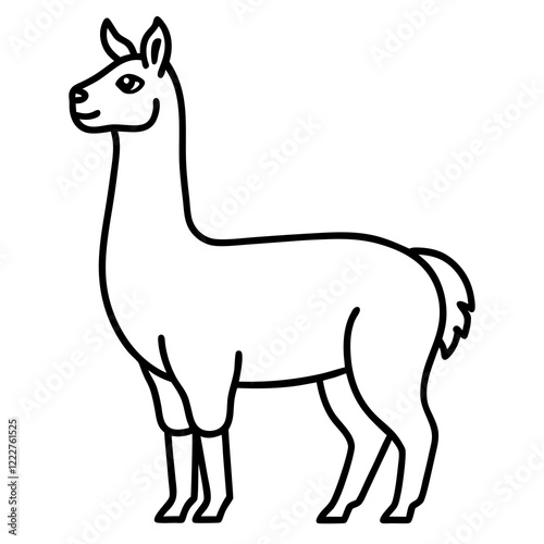 Cute Silhouette of a Llama line art vector cartoon illustration