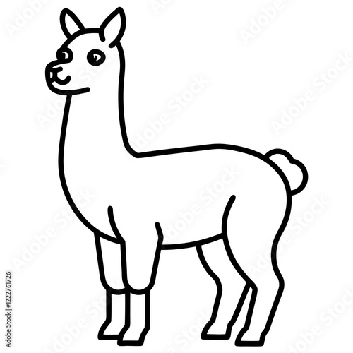 Cute Silhouette of a Llama line art vector cartoon illustration