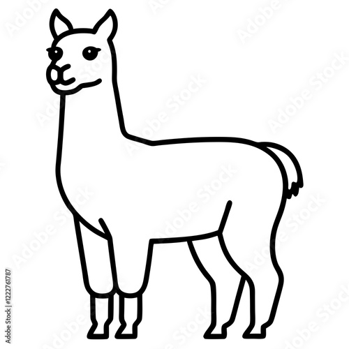 Cute Silhouette of a Llama line art vector cartoon illustration