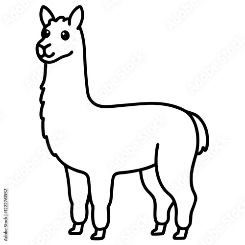 Cute Silhouette of a Llama line art vector cartoon illustration