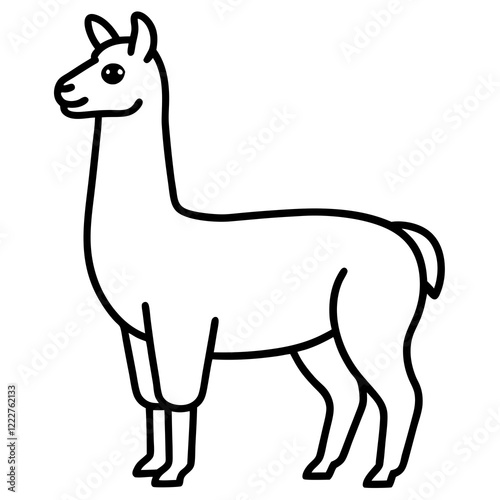 Cute Silhouette of a Llama line art vector cartoon illustration