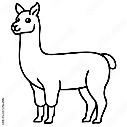 Cute Silhouette of a Llama line art vector cartoon illustration