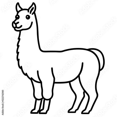 Cute Silhouette of a Llama line art vector cartoon illustration