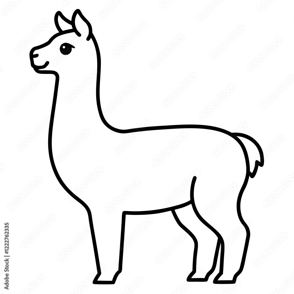 Cute Silhouette of a Llama line art vector cartoon illustration Cute Silhouette of a Llama line art vector cartoon illustration