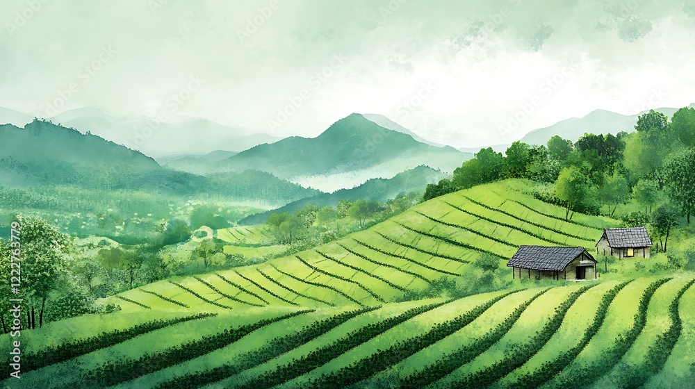 Fototapeta premium aerial view of a green field