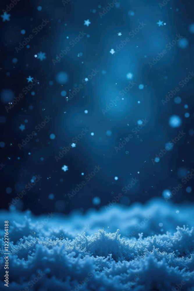 Obraz premium Frosty night with snowflakes falling on a dark Christmas background, night, frost