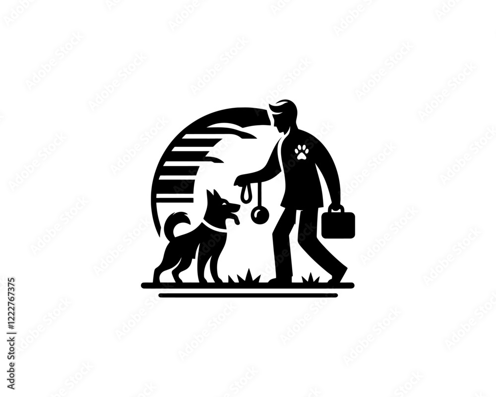 Fototapeta premium Dog Training Logo Design Template. Vector Illustration.