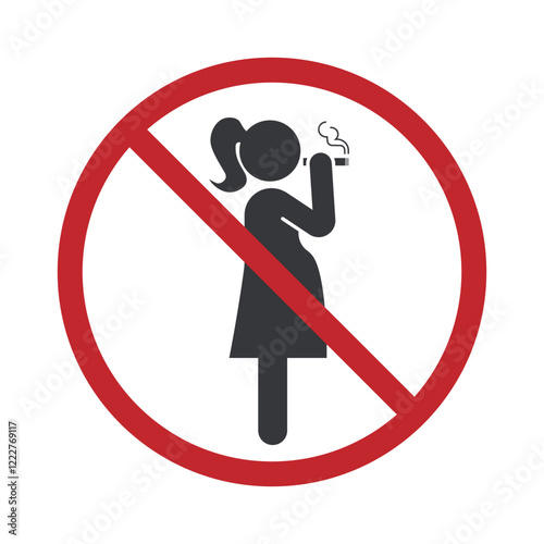 Prohibition smoking sign for pregnant women, isolated on a white background, suitable for health or warning materials