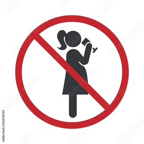 Prohibition Drinking sign for pregnant women, isolated on a white background, suitable for health or warning materials
