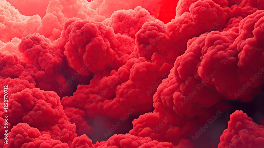 Obraz premium Red smoke cloudscape, fiery sunset background, abstract art, design element