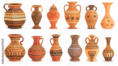 Ancient Greek cartoon ceramic pots and vases for artistic design inspiration