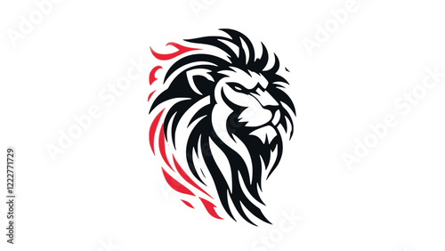 Fierce Tribal Lion Illustration with Flames