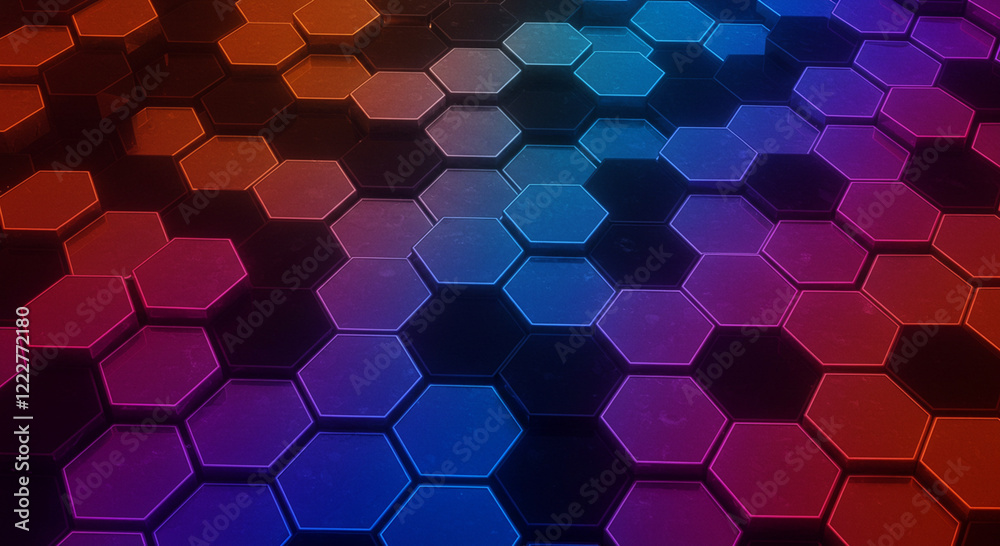 Abstract background hexagon pattern with glowing lights