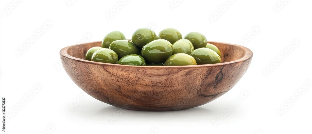 custom made wallpaper toronto digitalA wooden bowl filled with shiny green olives, showcasing a simple, elegant food presentation.