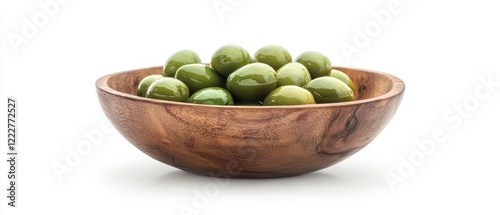Wallpaper Mural A wooden bowl filled with shiny green olives, showcasing a simple, elegant food presentation. Torontodigital.ca