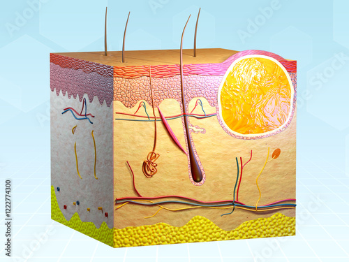 Sebaceous cyst in human skin