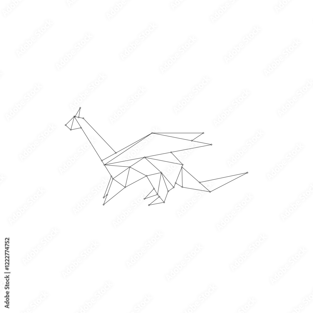 Dragon Polygonal Lines, can use for Logo, Pictogram, Mythology Creature Figure, Website, Apps, or Graphic Design Element. Vector Illustration Dragon Polygonal Lines, can use for Logo, Pictogram, Mythology Creature Figure, Website, Apps, or Graphic Design Element. Vector Illustration