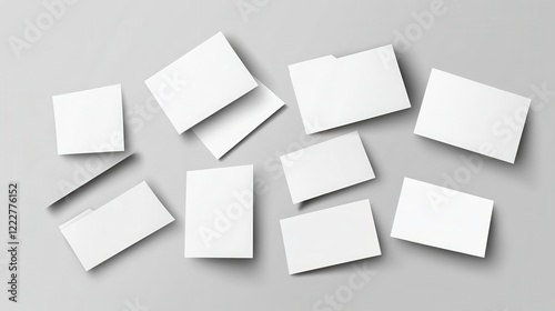 Wallpaper Mural Falling paper cards. White business card, 3d mock up empty gift vouchers. Blank flying corporate identity banners, realistic sheets vector templates illustration Torontodigital.ca