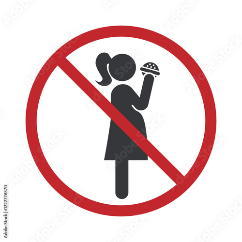 Prohibition meal food sign for pregnant women, isolated on a white background, suitable for health or warning materials