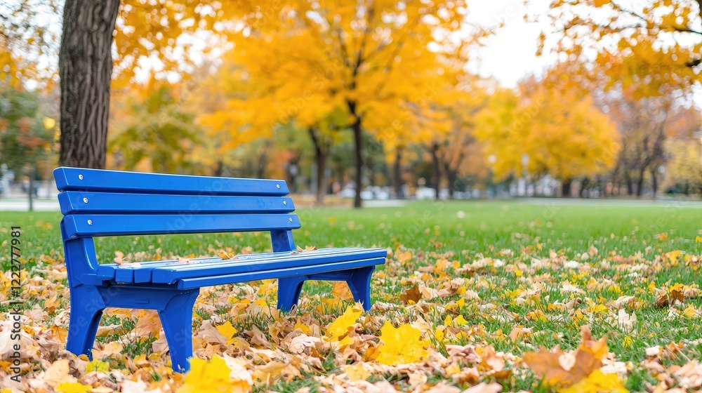 Autumn park bench, golden leaves, relaxing scene, fall foliage background, nature imagery Autumn park bench, golden leaves, relaxing scene, fall foliage background, nature imagery