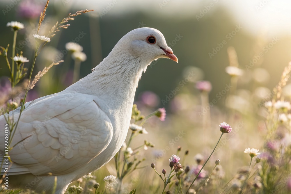 Fototapeta premium Majestic Dove: Serene Bird Portrait with Copy Space for Peaceful Messaging