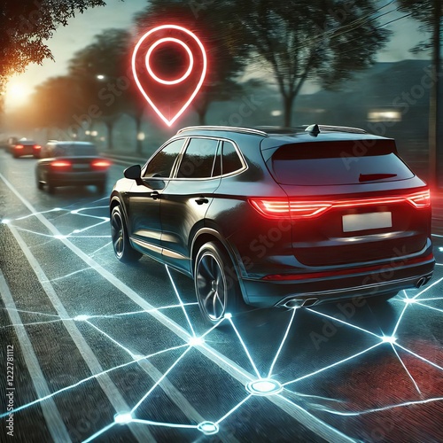 GPS Tracking Signal on Car - Smart Vehicle Navigation and Location Technology