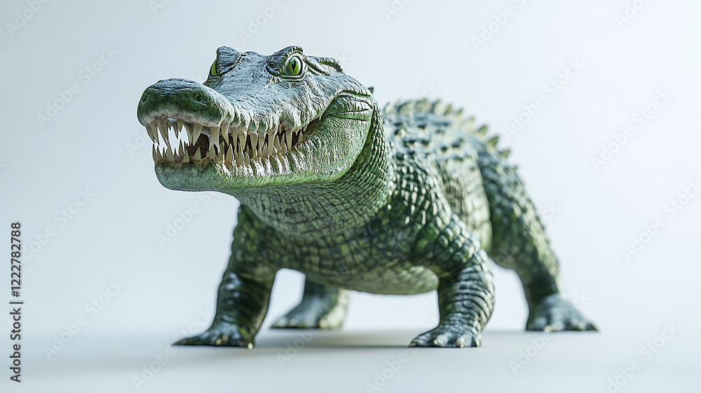 Obraz premium Single crocodile standing on a white background