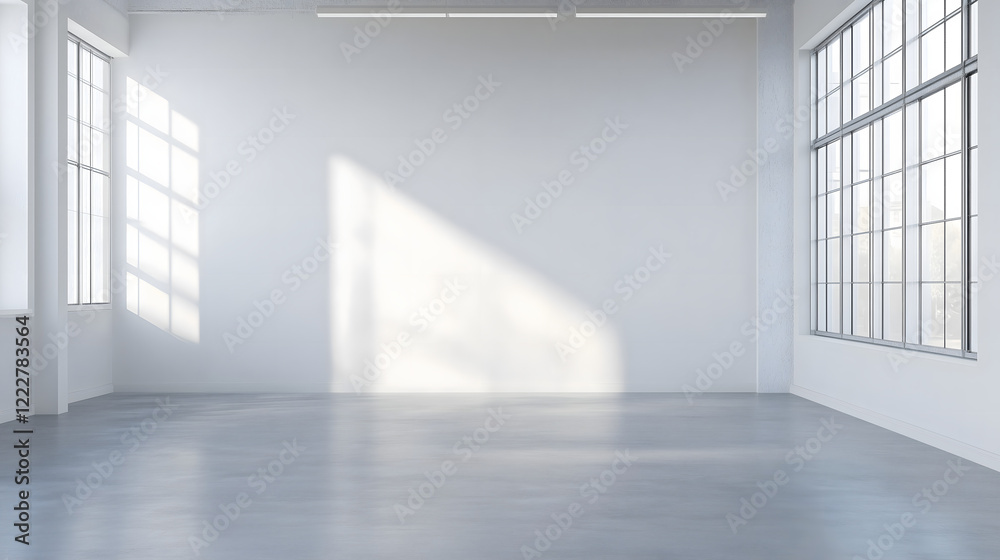 Obraz premium Bright Industrial Office Corner With White Walls and Large Windows