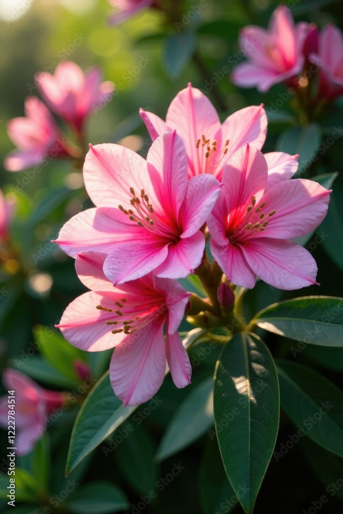 Delicate petals of pink oleander unfold in a delicate dance, flowering trees, garden embellishments Delicate petals of pink oleander unfold in a delicate dance, flowering trees, garden embellishments