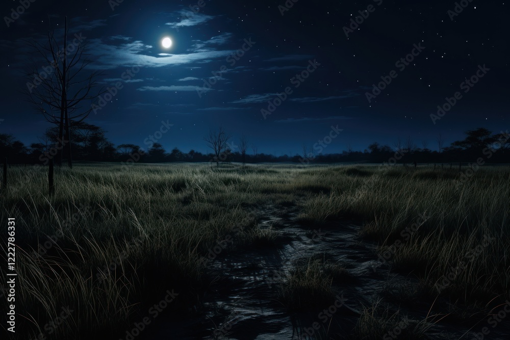Fototapeta premium Meadow night sky astronomy.