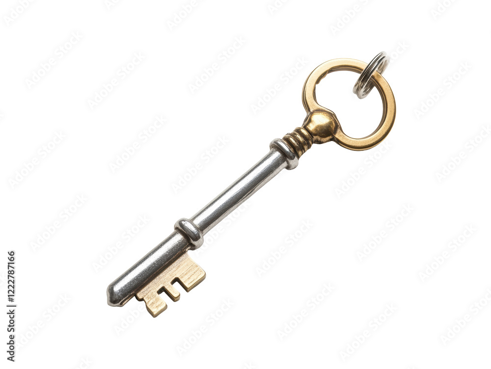 Isolated antique gold and silver key Isolated antique gold and silver key